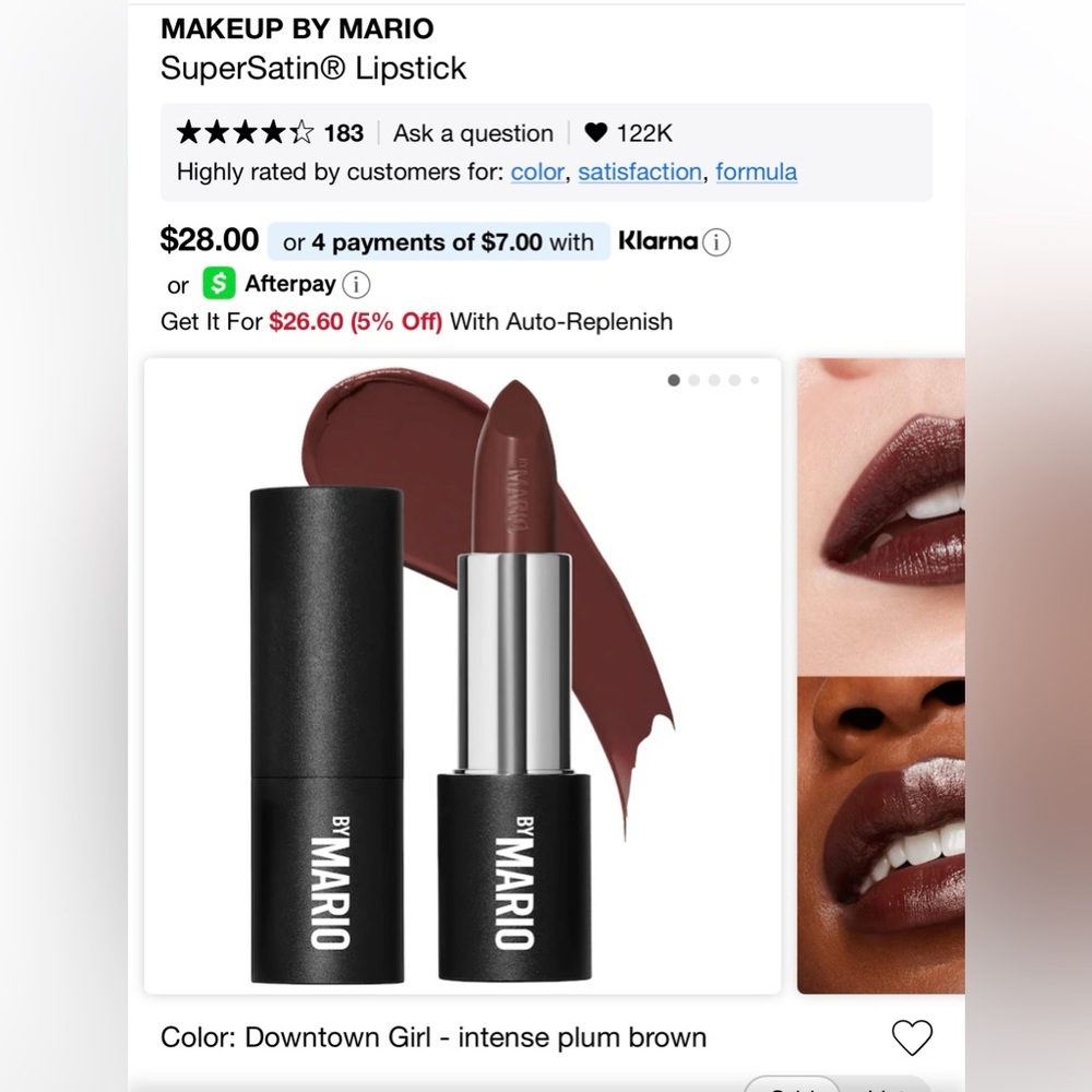MAKEUP BY MARIO SUPERSATIN LIPSTICK - Color: Downtown Girl